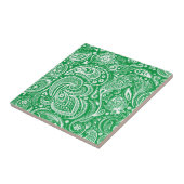Groen & Wit Bloemen Paisley Patroon Tegeltje (Zijkant)