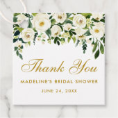 Groen Wit Bloemen Vrijgezellenfeest Dank u Goud Bedankjes Labels (Voorkant)