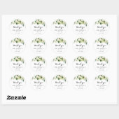 groen wit bloemetje dank u bruiloft gunst ronde sticker (Vel)