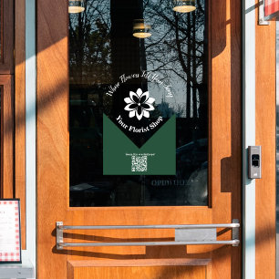 🌸Groen & Wit Bloemist, Aangepaste Cling Vinyl Sig Raamsticker