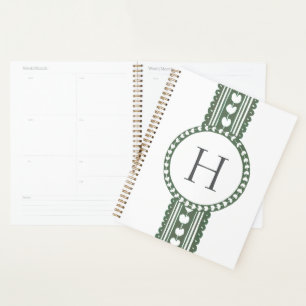 Groen & Wit Botanisch Blokdruk Huwelijk Planner