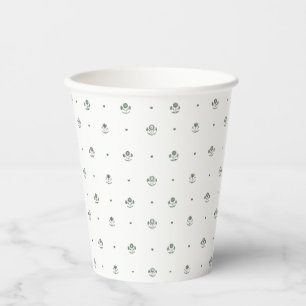 Groen & Wit Botanisch Blokdruk Papieren Bekers
