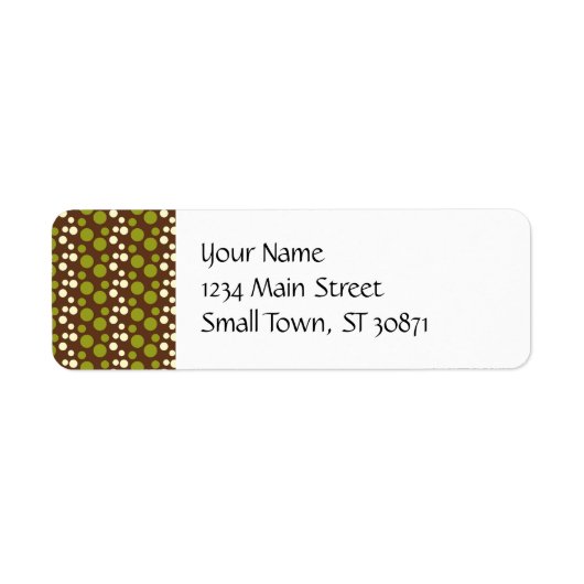 Groen Wit Bruin Polka Dots Patroon Etiket (Voorkant)
