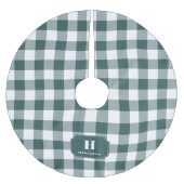 Groen & Wit Buffalo Plaid Monogram Boomrok Kerstboom Rok (Voorkant)