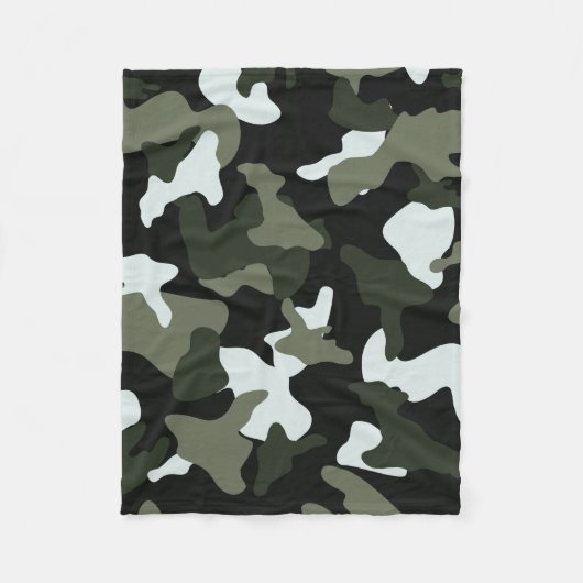 Groen wit camouflage legerpatroon fleece deken (Voorkant)