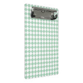 Groen Wit Checker Diamant Patroon Mini Klembord (Schuin)