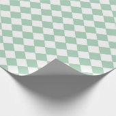 Groen Wit Checker Diamant Patroon Wrapping Papier (Hoek)