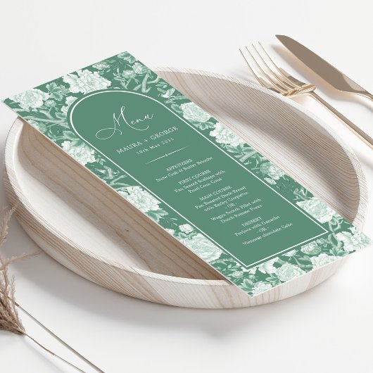 Groen Wit Chinoiserie Bloemporselein Menu Kaart