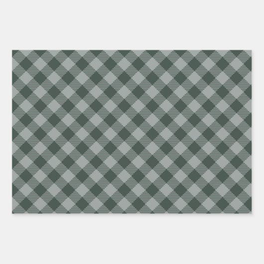 Groen Wit Controleer Dogtand Mix Pattern Inpakpapier Vel (Voorkant 2)