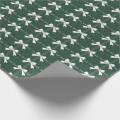 Groen Wit Coquette Bow Kerstmis Verjaardag Cadeaupapier (Hoek)