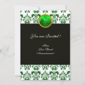 GROEN WIT DAMAST MET SHAMROCK Zwart Champagne Kaart (Achterkant)