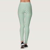 Groen Wit Diagonaal Strepen Patroon Leggings (Achterkant)