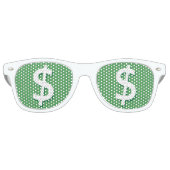 Groen & Wit Dollar Tekenpartij Shades Retro Zonnebril (Voorkant)