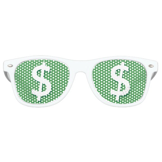 Groen & Wit Dollar Tekenpartij Shades Retro Zonnebril (Voorkant)