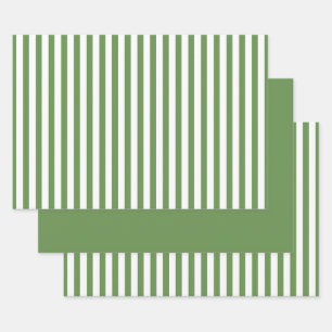 Groen/Wit Eenvoudige Strepen Patroon Geometrisch Inpakpapier Vel