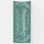 Groen Wit Elegant Chic Wedding Gefeliciteerd Spandoek (Verticaal)