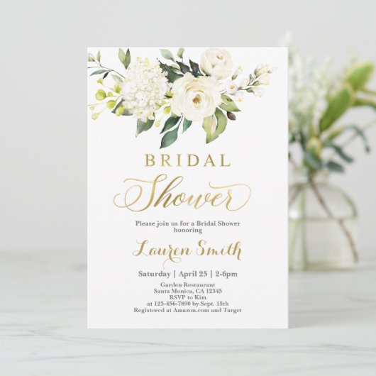 Groen wit en goud Bruids Douche Uitnodiging (Staand voorkant)