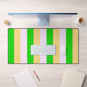 Groen, wit en oranje strepenpatroon bureaumat