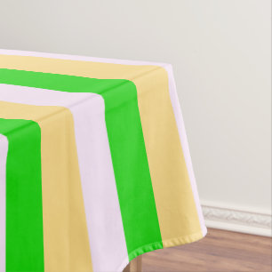 Groen, wit en oranje strepenpatroon tafelkleed