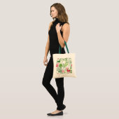 Groen wit en roze kerstpatroon tote bag (Voorkant (model))