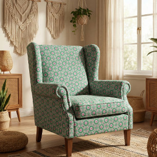 Groen wit en roze Marokkaans geometrisch patroon Stof