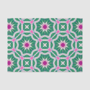 Groen wit en roze Marokkaans geometrisch patroon Tissuepapier