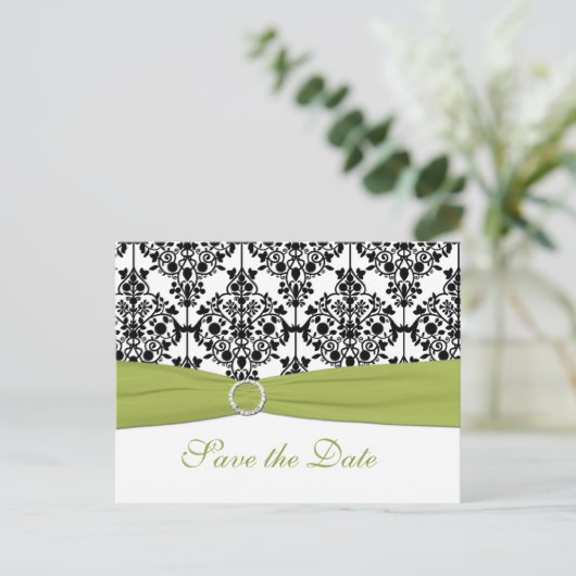Groen, wit en zwart Save the Date Briefkaart (Staand voorkant)