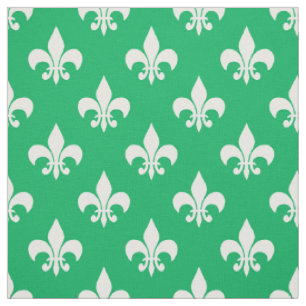 Groen Wit Fleur-de-lis Textiel Stof