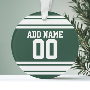 Groen wit Football Jersey - Aangepast nummer Ornament