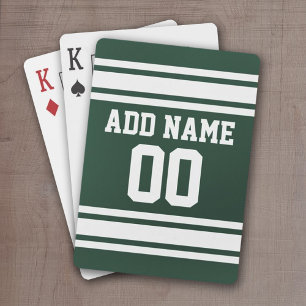 Groen wit Football Jersey - Aangepast nummer Pokerkaarten