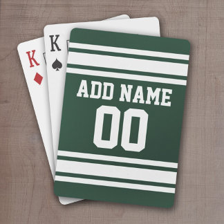 Groen wit Football Jersey - Aangepast nummer Pokerkaarten
