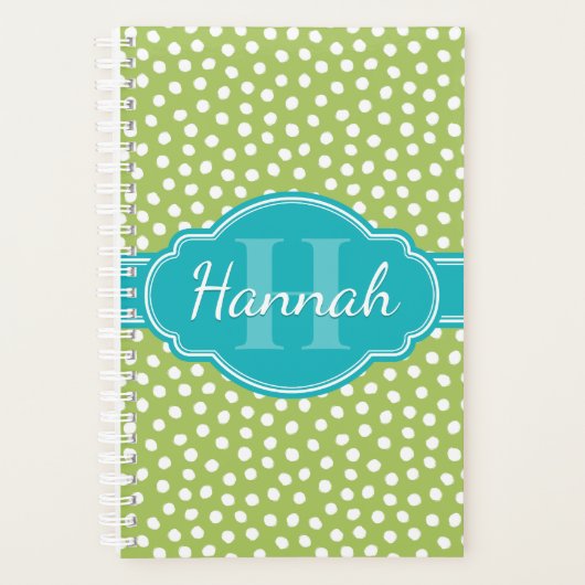 Groen wit gekleurd patroon Blauwgroen monogram Planner (Voorkant)