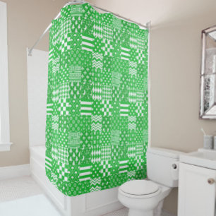 Groen Wit Gemengde Patchwork Ontwerp Patchwork Douchegordijn