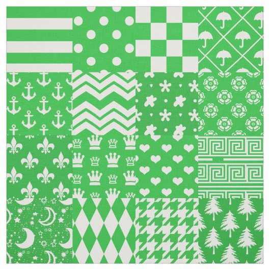 Groen Wit Gemengde Patchwork Ontwerp Patchwork Stof (Swatch)