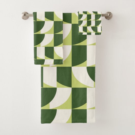 Groen Wit Geometrische Abstracte Kunst Bad Handdoek (Insitu)
