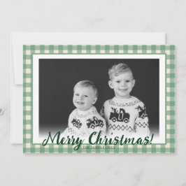 Groen & Wit geruit aangepaste foto Kerstmis  Feestdagenkaart