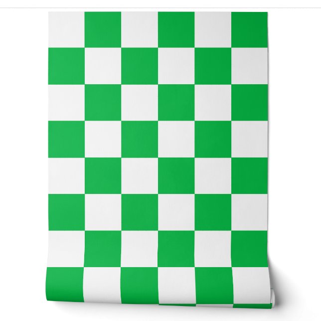Groen Wit Geruit Check Wall Decor Behang (Afrollen)