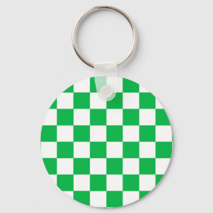 Groen wit geruit controlepatroon sleutelhanger