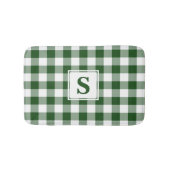 Groen wit Gingham geplakt patroon monogram Badmat (Voorkant)