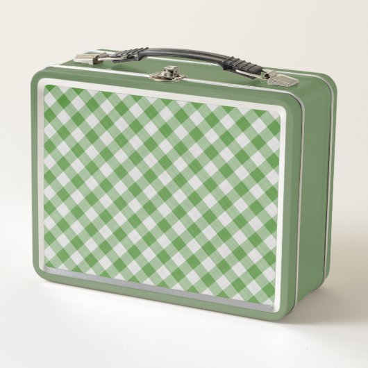 Groen wit gingham gepset geborduurd patroon (Voorkant)