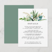 Groen Wit Goud Botanische bruiloft Gastgegevens Informatiekaartje (Voorkant / Achterkant)
