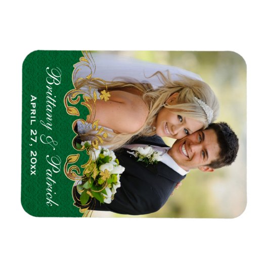 Groen Wit Goud Rollen, Shamrocks Fotomagneet Magneet (Horizontaal)