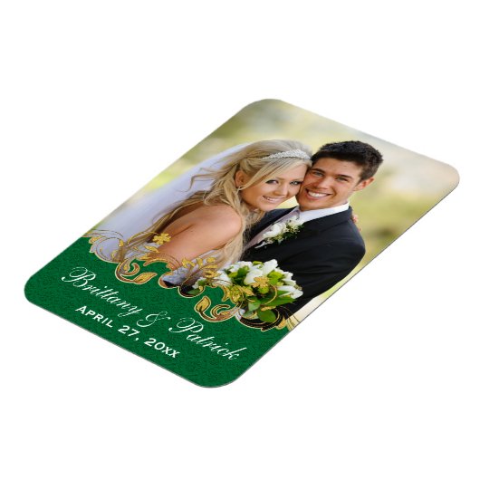 Groen Wit Goud Rollen, Shamrocks Fotomagneet Magneet (Linkerzijde)