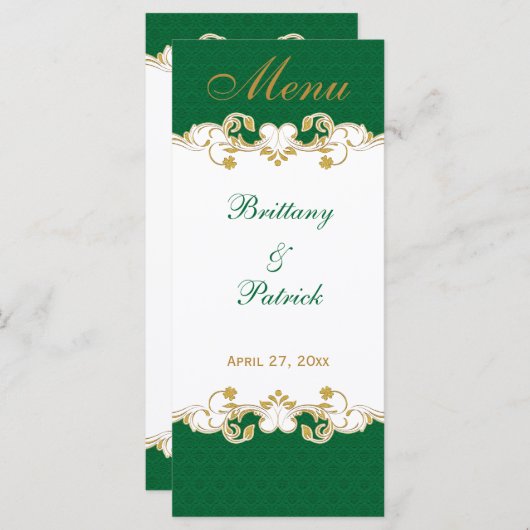 Groen Wit Goud Rollen, Shamrocks Menu Kaart (Voorkant / Achterkant)