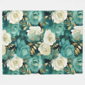 Groen Wit Goud Roos Bloemen Fleece Deken (Voorkant (Horizontaal))