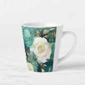 Groen Wit Goud Roos Bloemen Latte Mok (Rechts)