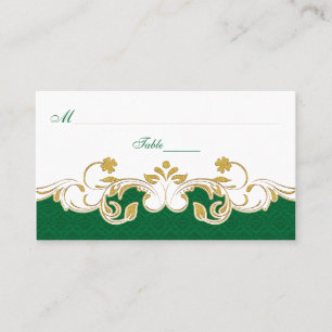 Groen Wit Goud Scrolls, Shamrocks Plaats Kaarten Plaatskaartje