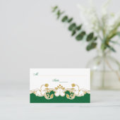 Groen Wit Goud Scrolls, Shamrocks Plaats Kaarten Plaatskaartje (Staand voorkant)