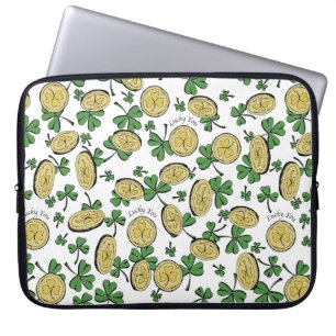 Groen Wit & Goud St Patrick's Lucky You Shamrock Laptop Sleeve