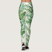 Groen Wit Hand-geschilderd boompatroon Leggings (Achterkant)